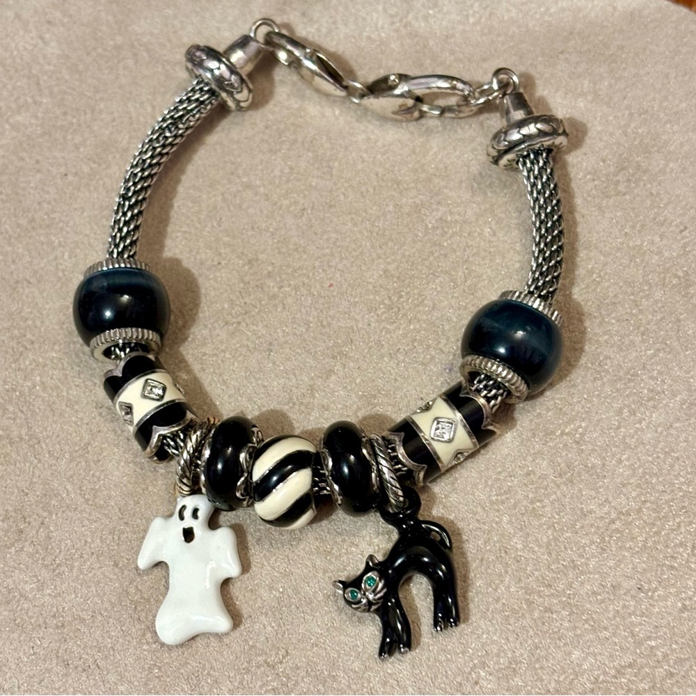 🎃Listing! 🆕 Brighton Scaredy Cat charm Black cat with green eyes for Halloween - Picture 8 of 8